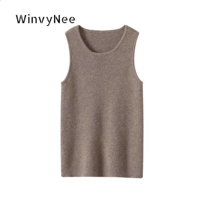 Vest WinvyNee Women Cashmere Knit Ribbed Crew Neck Inner Top Daily Elastic Skin-friendly Elegant Soft Basic Fashion Top C1734008W260915
