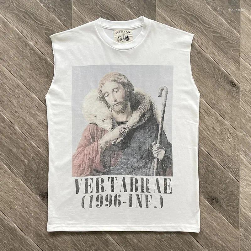 Vertabrae Shepherd Tank Portrait Oil Painting Printed Men's And Women's Cotton Casual Sports Half-sleeve Vest