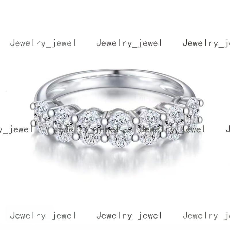 Huacan Silver 9K 14K 18K White Gold Lab Grown Diamond Oval Certified Eternity Ring New Fashion Fine Jewelry Women's Accessories