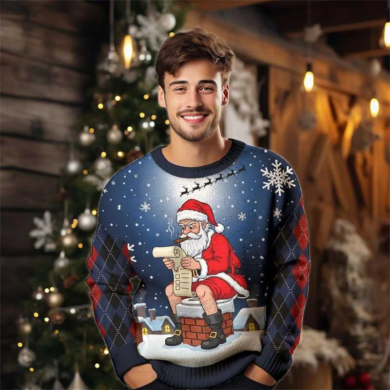 Ugly 2026 New Mens Christmas Sweater Fashion Santa Jesus Alpaca Crewneck 3D Printed Xmas Sweatshirts Casual Oversized Pullovers J260916