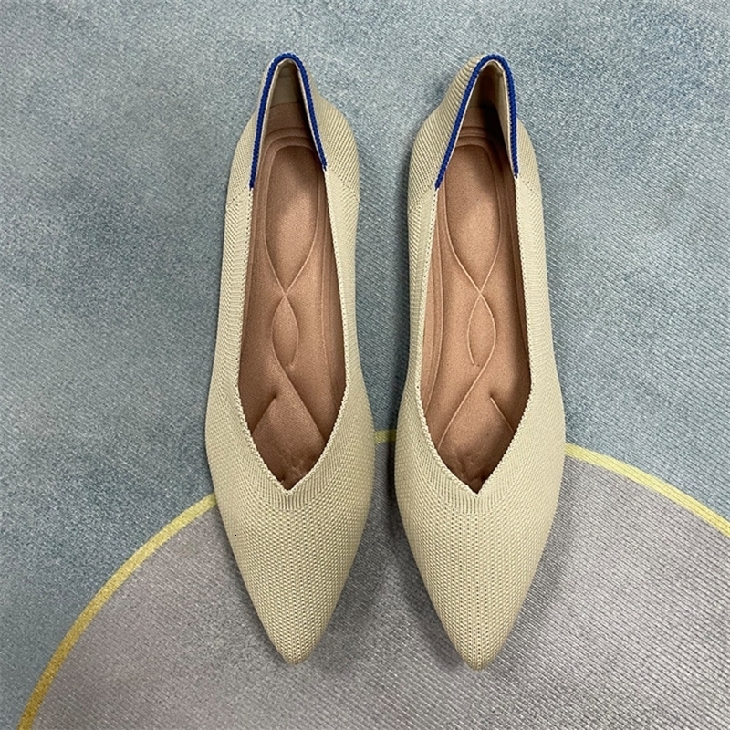 Sharp Pointed Shallow Mouth Flat Bottom Women's Summer Single Shoes Knitted Multicolor Large Size 4143 Boat Women y260916