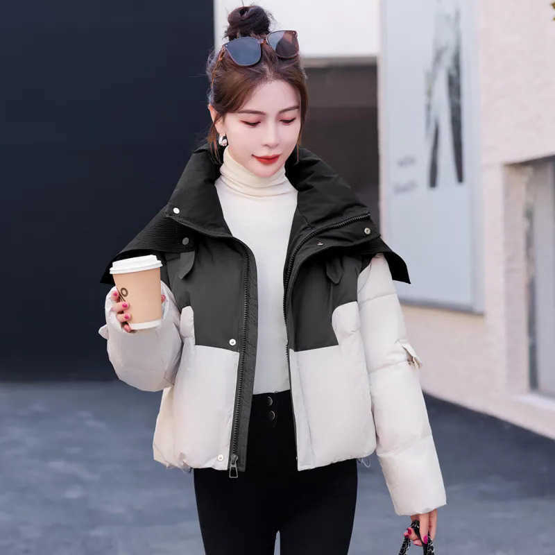 down Women's Detachable Knitted Shawl Cotton-Padded Short Overcoat Winter Thick Warm Parka Loose All-Match Bread Coat H260917