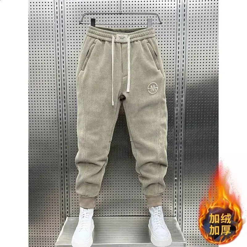 Fashion Fleece Sweatpants Loose Harem Pants with Elastic Waist for Men Autumn Winter Casual Joggers Corduroy Pants for Men 260917