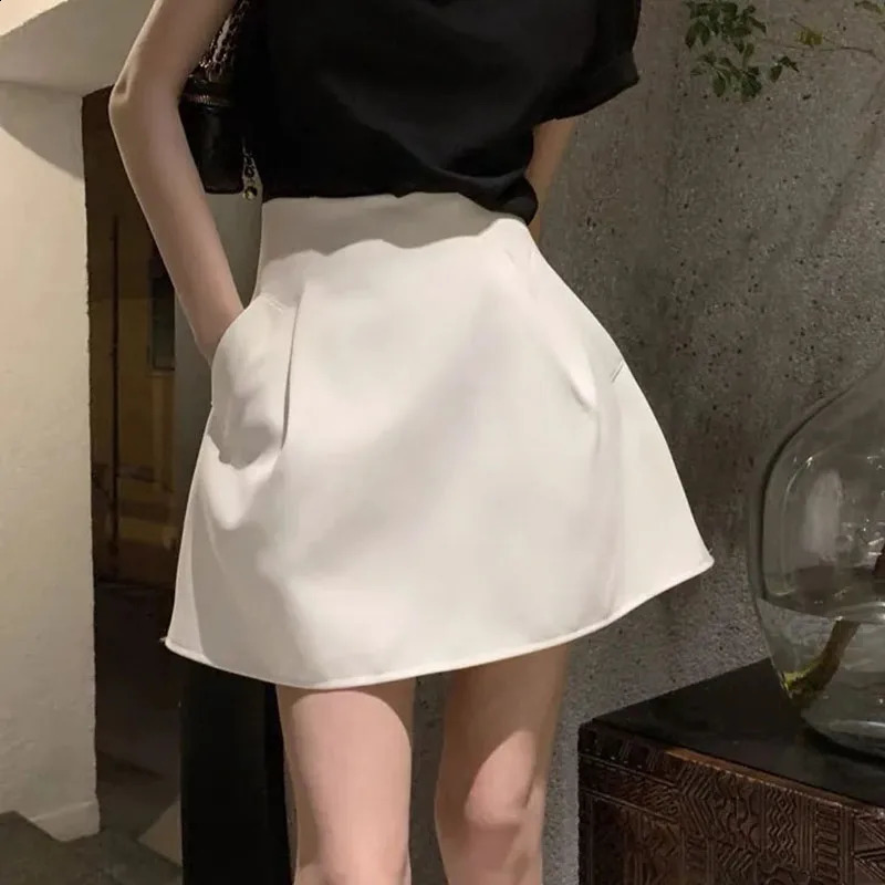 Xpqbb Korean Style White Mini Skirt for Women Streetwear High Wiast Puffy Short Skirts Ladies AllMatch Simple Aline Y2K 260917