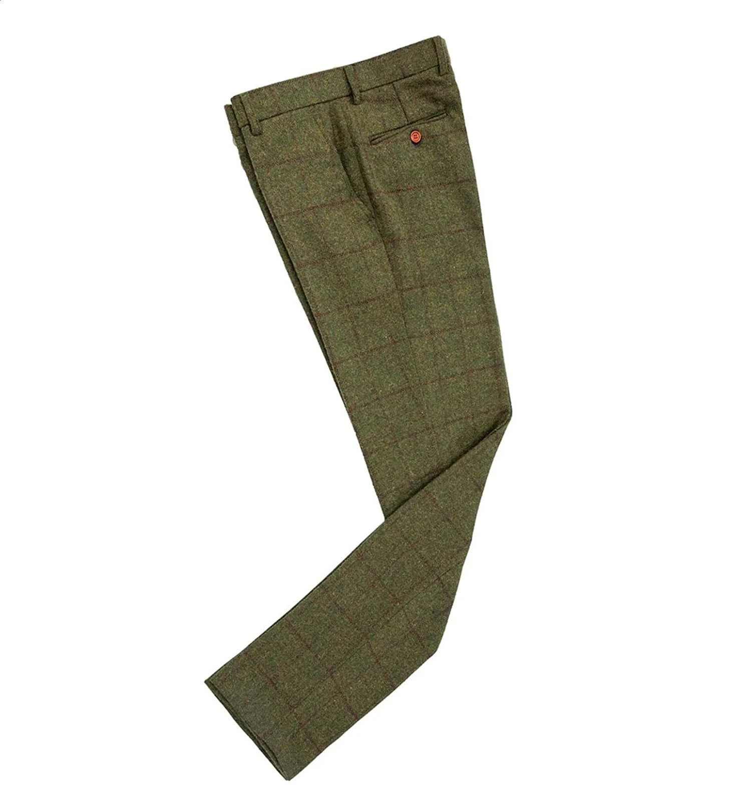 Mens Green Trousers Tweed Leisure Cotton Male Gentleman regular fit Herringbone Business Plaid Woolen Pants for Wedding Groom 260917