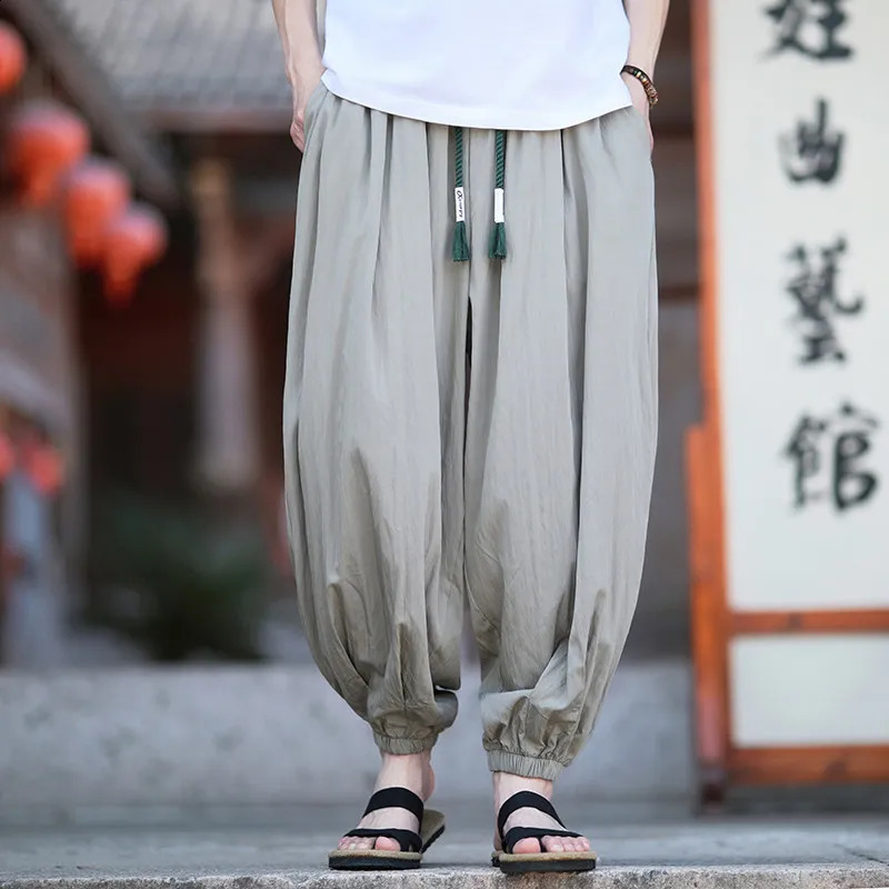 2026 Men Black Harajuku Casual Pants WideLeg Harem Summer Jogging Cotton Trousers Male Oversized 260917