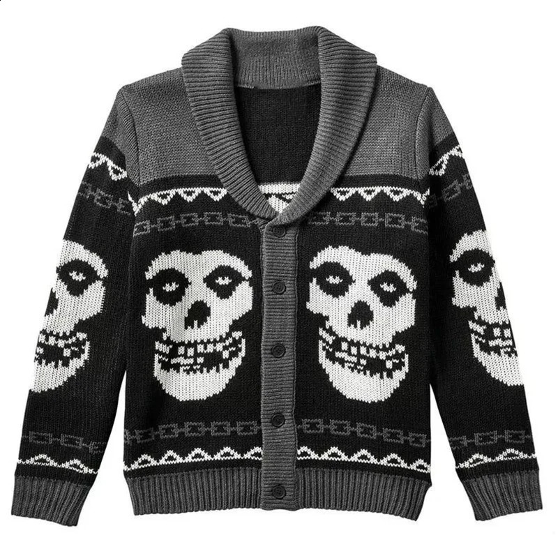 Autumn Winter Harajuku Style Gothic Ghost Pattern Men Sweater Pullover Hip-hop Street Couple Knitted Sweater Woman Streetwear 260917
