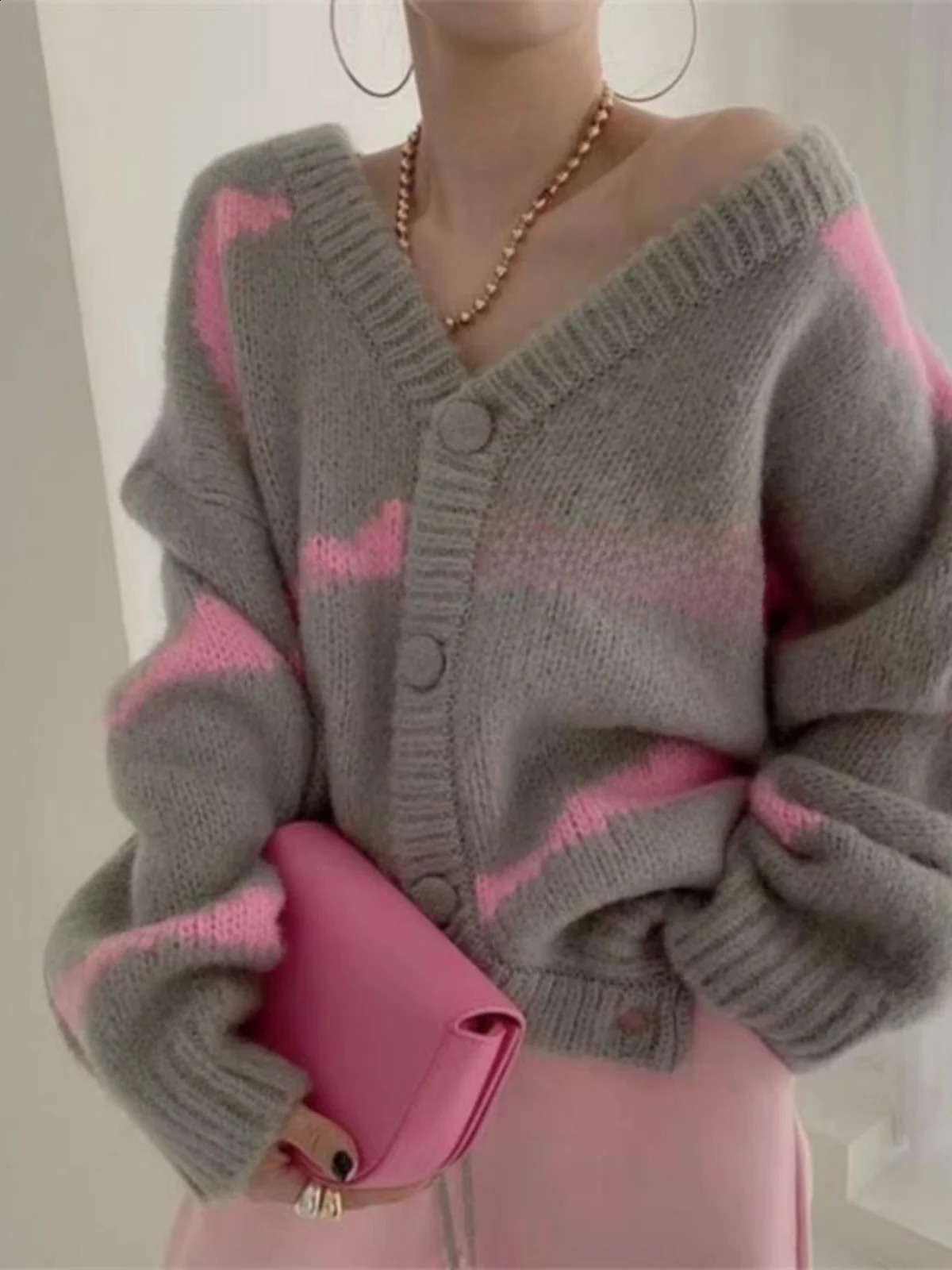 Soft Cozy Korean Sle Womens Long Sve VNe Knitted Sweater Jaet Loose Fit Spring Autumn Winter Arrival 260916