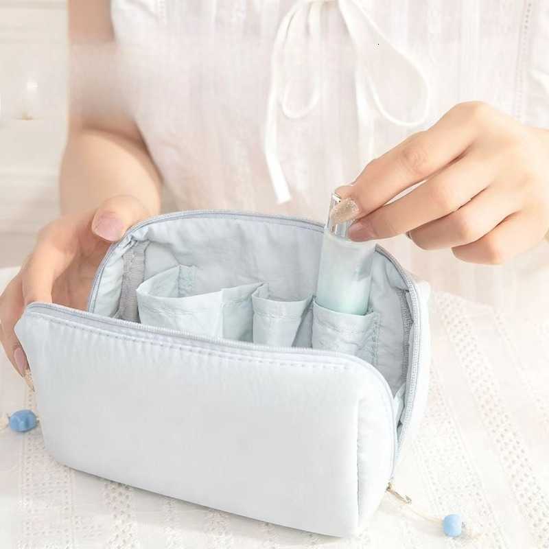 Makeup Bag Compartment for Women Men Large Capacity Plain Color Portable Pencil Case Commuting Cosmetic Storage PouchT260917