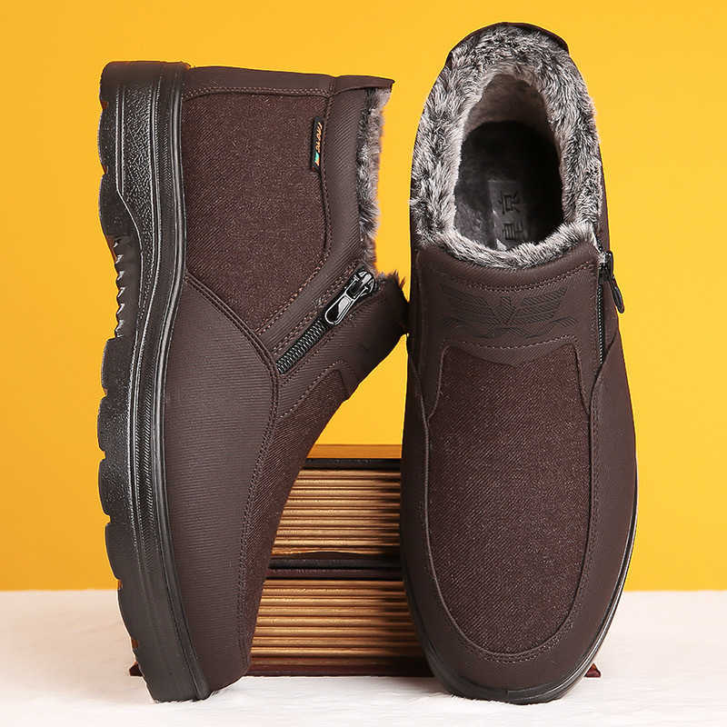 2026 New Winter High Top Men's Cotton Shoes with Thick Fleece Warm Waterproof Anti Slip Oversized Unisex Boots for Men D260917
