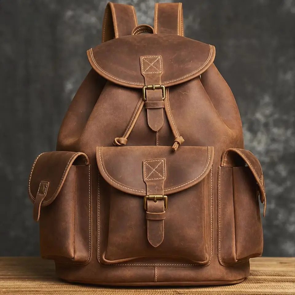 ZRCX Vintage Backpack For Men Genuine Leather Fashion Bags High Quality Laptop Backpack Trend Travel Bag 260916