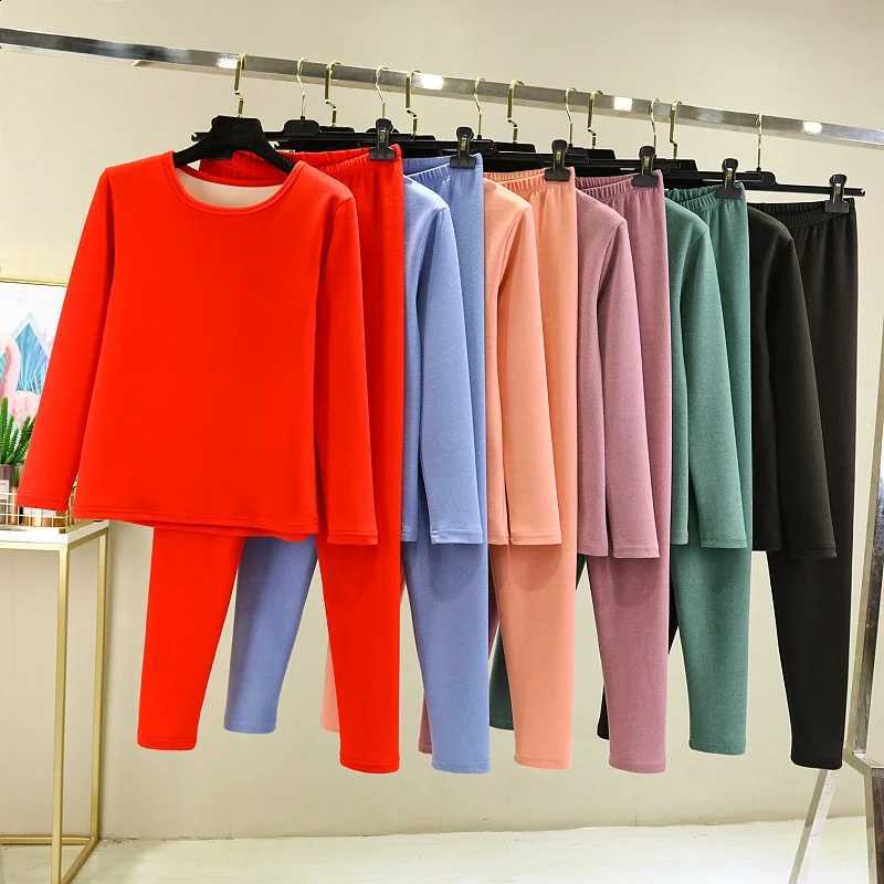 Ladies Thickened Fleece Warmth Set Autumn Winter Self-Heating Brushed Base Layer Thermal Underwear Large Size Fleece Lined Tw... H2609161