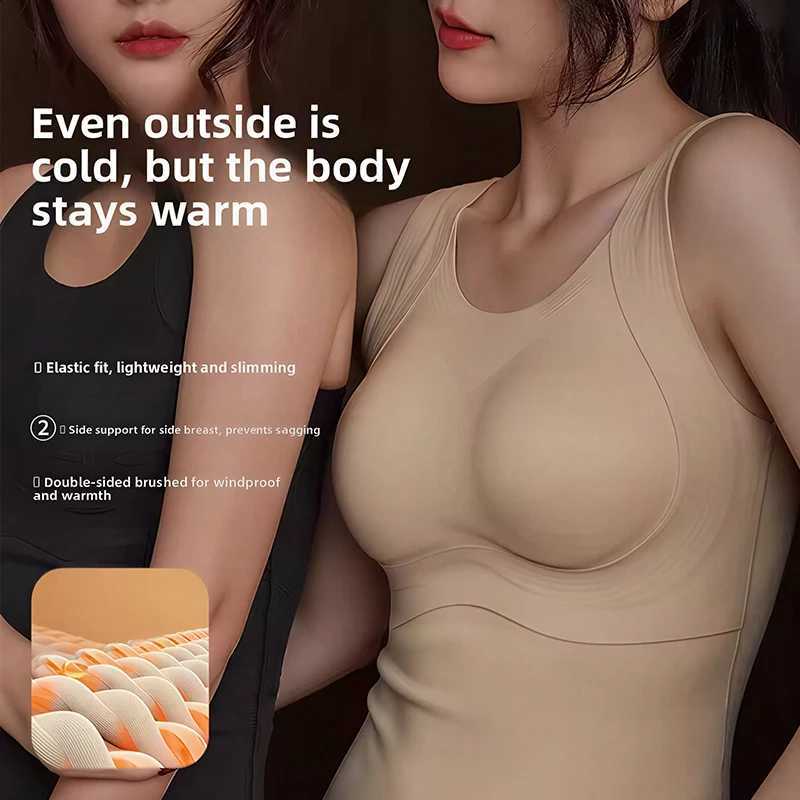 Thickened Thermal Vest for Women with Built-in Bra Pads One-Piece Cold-Weather Underwear for Autumn No Need to Wear an Extra Bra H260916