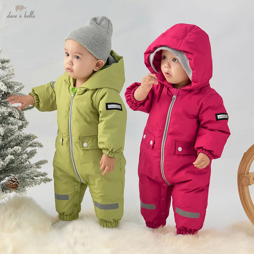 Dave Bella born Clothes Winter Baby Boys Girls White Duck Down Jumpsuit Waterproof Outerwear Children Hooded Romper DB4243674 260915