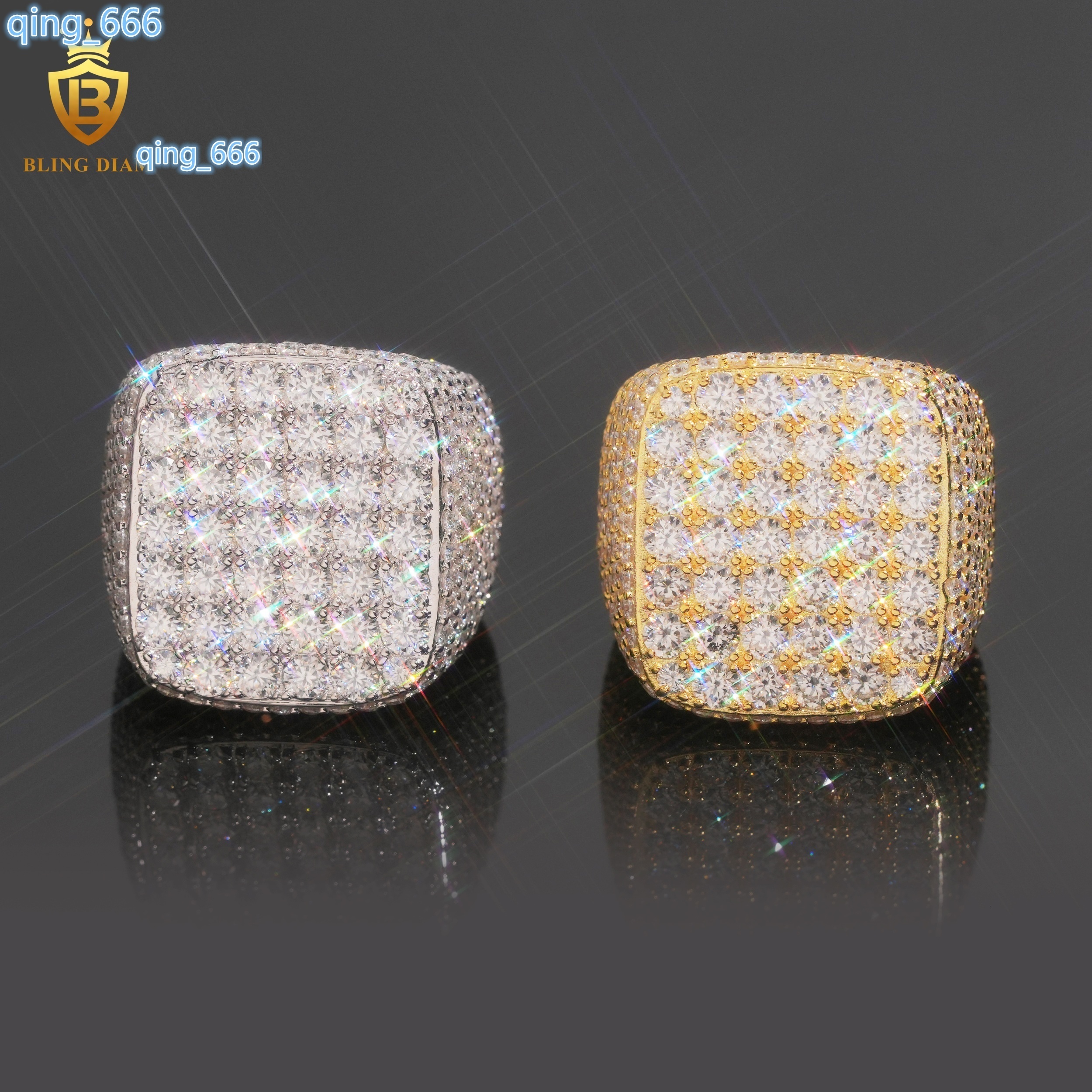 Hot Sale 925 Silver Moissanite Rings Fine Jewelry Iced Out Moissanite HipsHop Style Jewelry Rings Pass Diamond Test in Stock GRA
