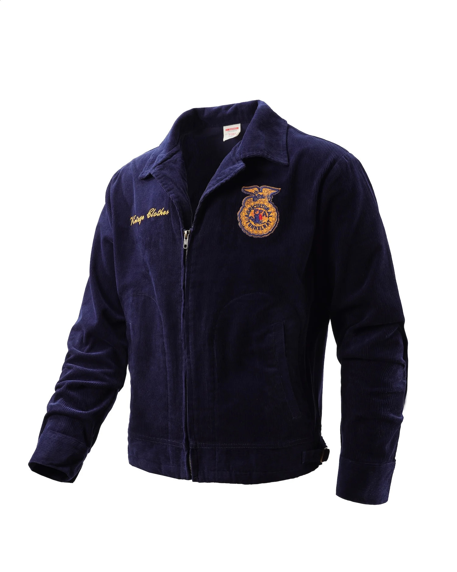Corduroy Vintage 60s Detroit Navy Blue Cropped Retro Lightweight Bomber Cowboy Embroidery Work Ffa Cotton Trucker Jacket for Men 260916