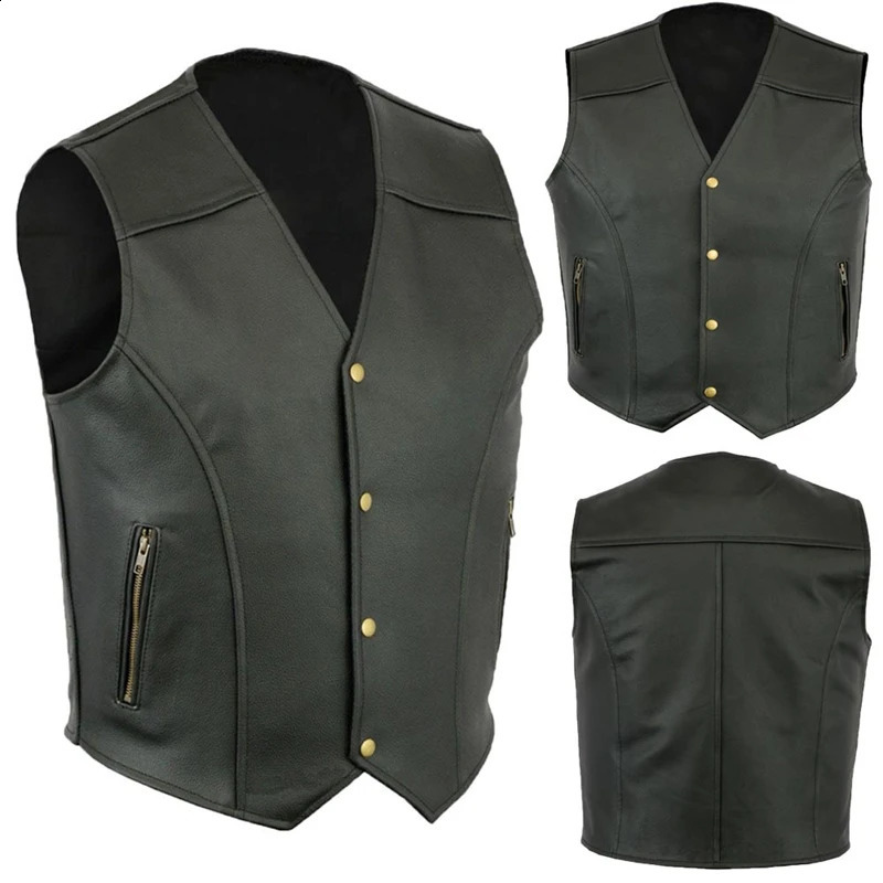 European American Fashion Retro Mens Vest Casual Outdoor Leather Waistcoat Vintage Style Streetwear Wear Fashion Outerwear Top 260917