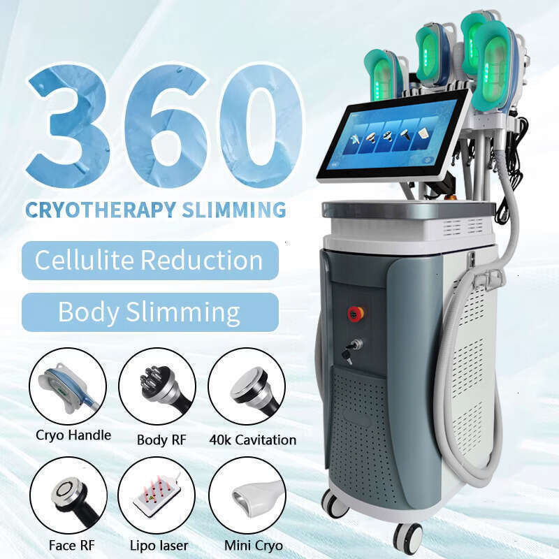 New 2025 360 Cryo Cellulite Removal No Side Effect Cryolipolysis Machine Fat Freezing 9 In 1 Cavitation RF Face Lifting Jawline Contour Vacuum Cup J