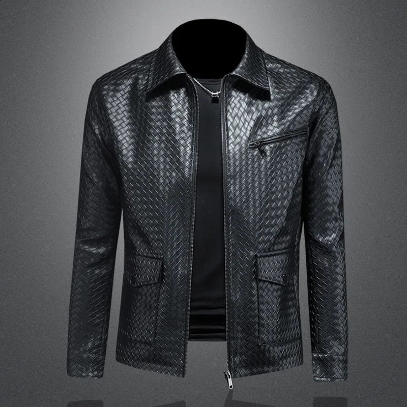 Business Collar Boutique Jacket British Style Leather Motorcycle Men's High Quality menswear 260916