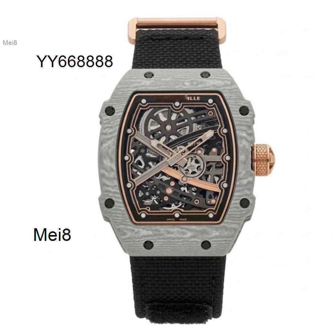 Mens watches high quality R M 6702 New Colors Automatic Mechanical Watch CRMA7 Tourbillon Hollow movement sapphire Mirror Customized Carbon Fiber ca