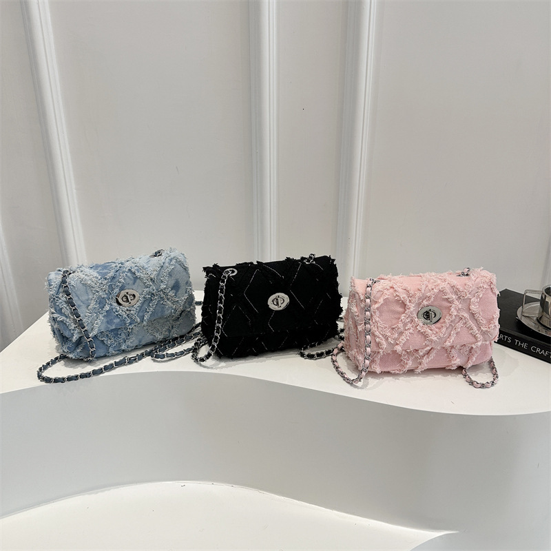 Women's Denim Quilted Handbag Light Luxury zhanyishengli Diamond Pattern Design Versatile Shoulder Bag Crossbody Bag Trendy