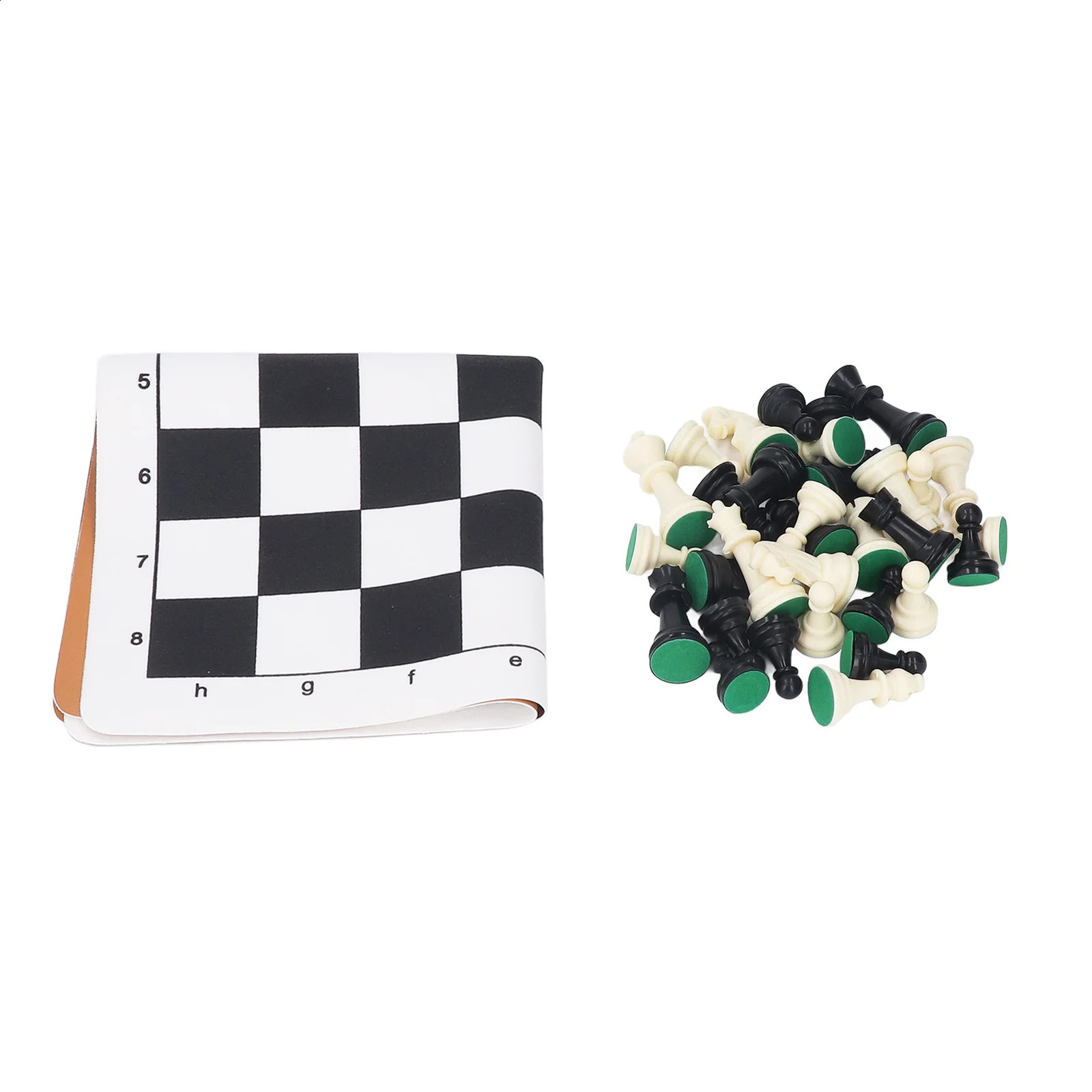International Chess Set Black White Plastic Chess Pieces PU Leather Chessboard for Table Games 260916