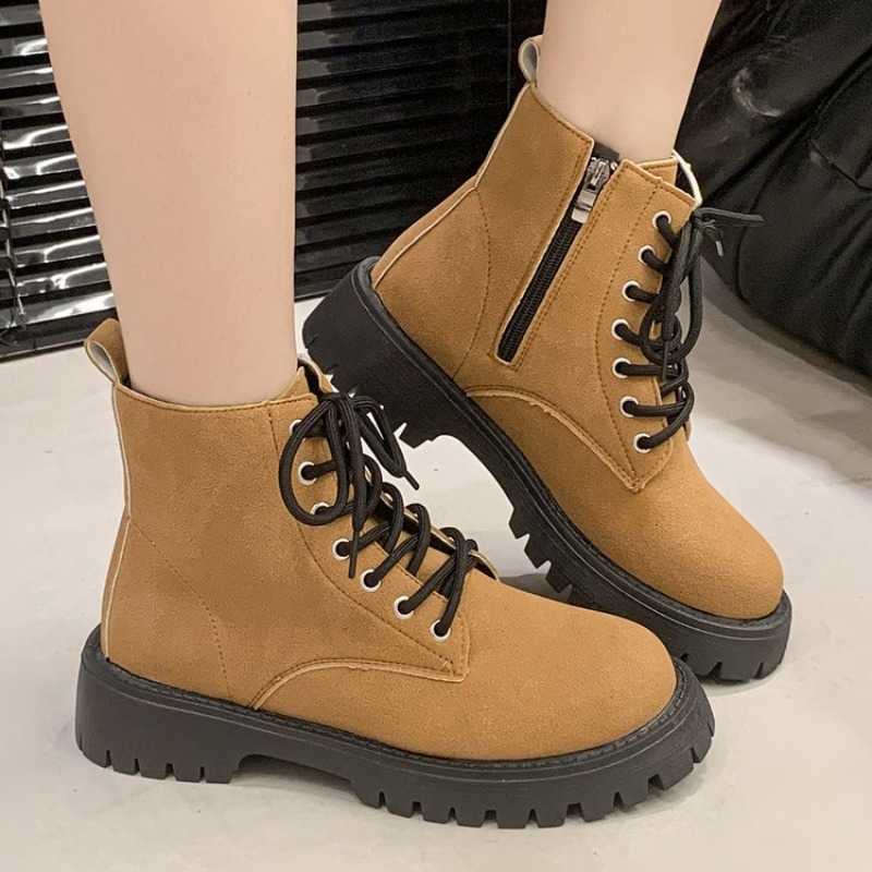 Round Toe Solid Color Winter Sexy Comfortable Non-slip Casual Walking Boots for Women fashion New Lace-up Zipper Short Boots D260917
