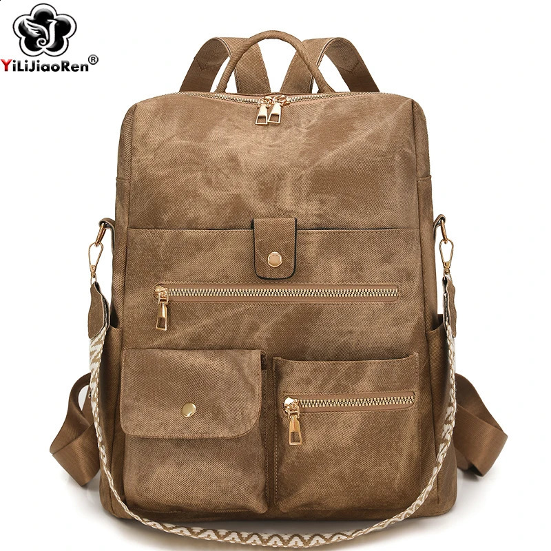 Fashion Backpack Female High Quality Pu Leather Daypack Women Shoulder Bags ner Ladies Simple Lightweight Travel Rucksack 260916