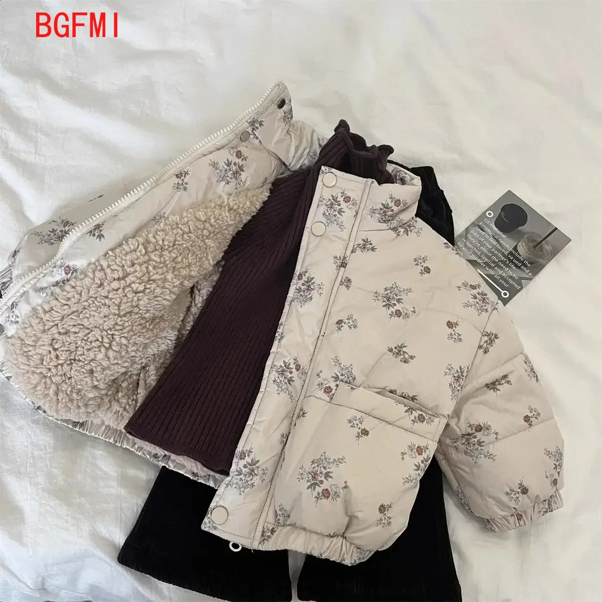Winter Toddler Girl Parkas Cotton Padded Floral Print Long Sleeve Baby Girls Outerwear Coat Loose Thicken Warm Kid Girl Snowsuit260916