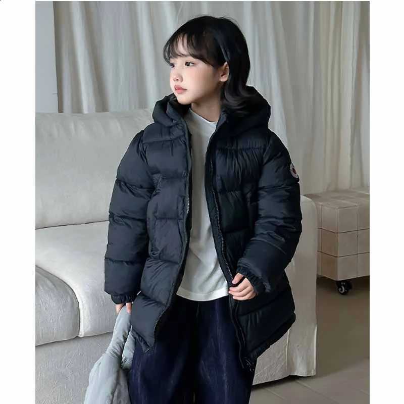 Girls Coat Winter Warm Thickened Jackets Boys Hood Mid-Length Snowwear Children's Fashion Zip-Up Cotton Clothes Kids Parkas J260917