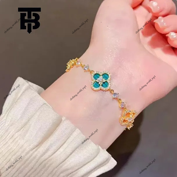 TB BHULAMTE Designer Lucky Bracelet New Luxury Women's Gold Clover Shiny Hollow Accessories Elegant Party Jewelry Fashion Festival Gift 30a 789