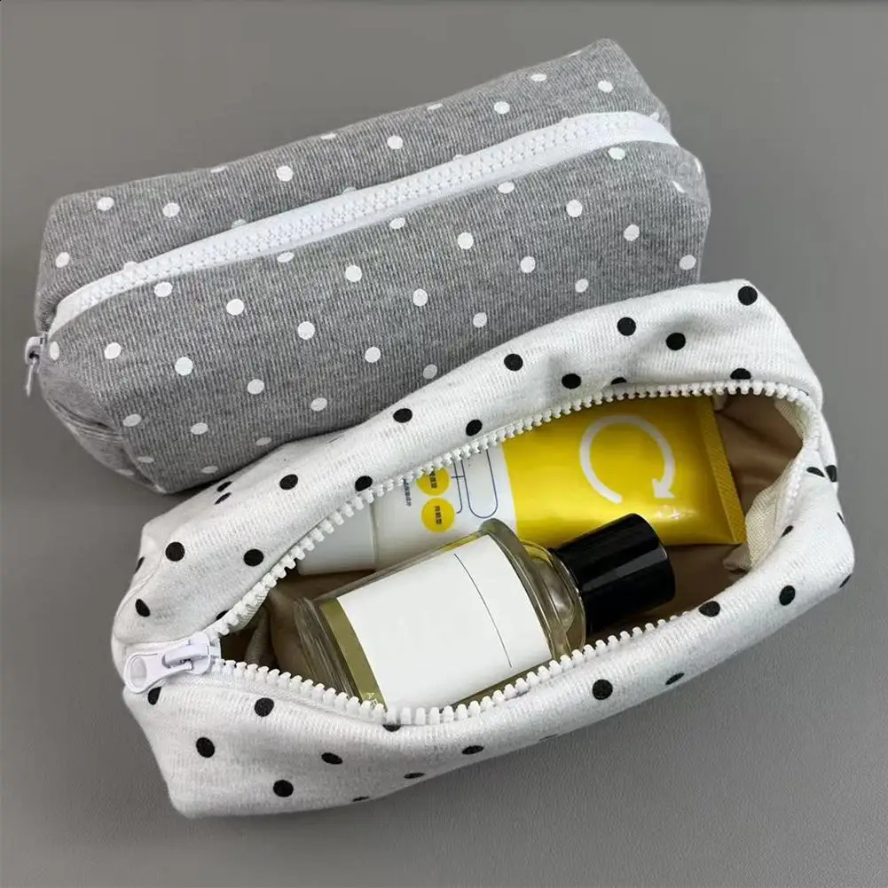 Polka Dot Soft Pencil Case Large Capacity Touch Cosmetic Makeup Bag Portable Storage for Girl Multifunctional School Travel Bags 260917