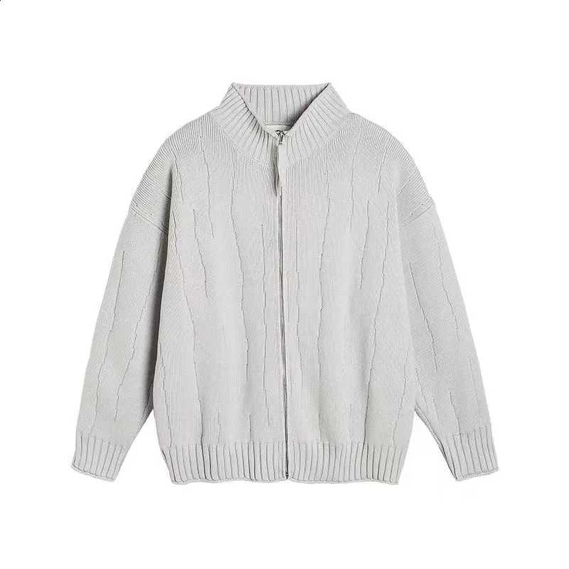 Loose Men's 2026 New Arrival Casual Sweater Cardigan with High Collar Lazy Style Suitable for Spring Autumn and WinterW260915