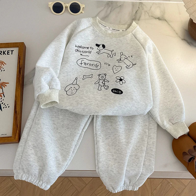 Children's Suit 2025 Boy Girl Spring Sports Sets Kids Cartoon SweatshirtsPants 2Pcs Outfits Toddler Autumn Clothing260916