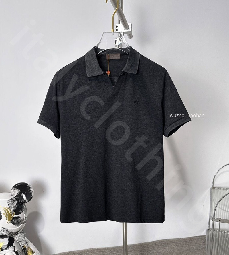 Luxury Polos for Men Summer Thin Badge Embroidered Cotton Round Neck Short Sleeve T-shirt L1289
