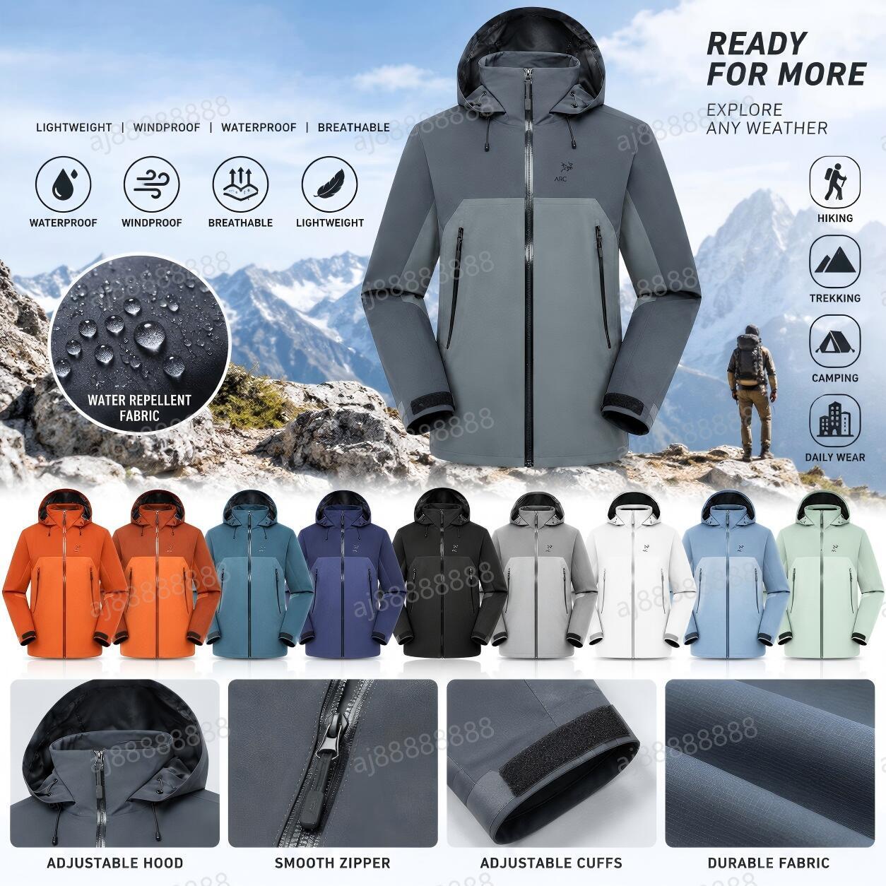 Arcteryxilly Men Women Cycling Jacket Waterproof Windproof Breathable Hooded Cycling Jersey Outdoor Bike Top Lightweight Cycling Clothing for Rid