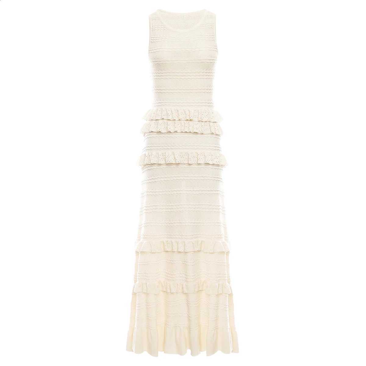 Summer High Quality New Item With Black Fungus Lace Tailored And Slimming For Socialites Sleeveless Long Dress In Stock C260917