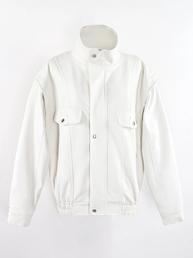 Nerazzurri Autumn Winter Oversized Warm White Hard Pu Leather Jacket Men with Quilted Lining Inside y Unisex Clothes 2026 260917