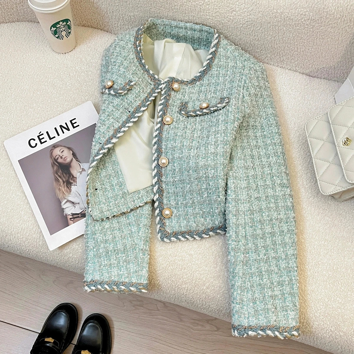 Blue Short Quilted Shoulder Pad Jacket Womens Fashion Style Korean HighEnd y Name Autumn Arrival 260916