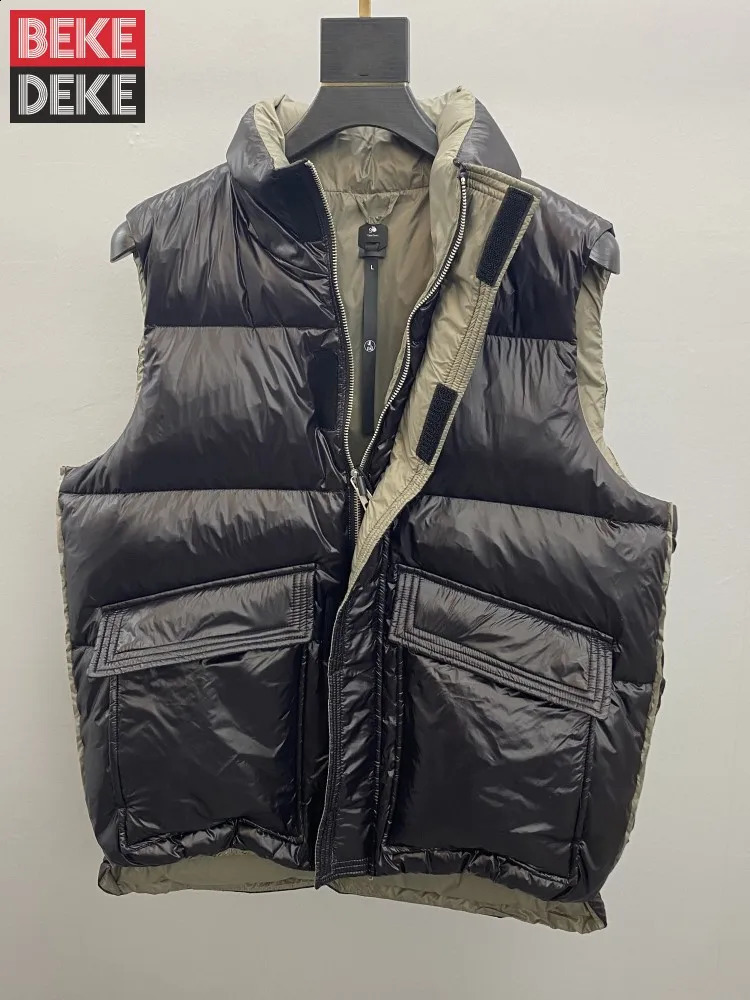 Thick Warm Winter Mens Sleeveless Down Coat Slim Fit Stand Collar Short Cargo Jacket Zipper Black Streetwear Casual Outerwear 260916