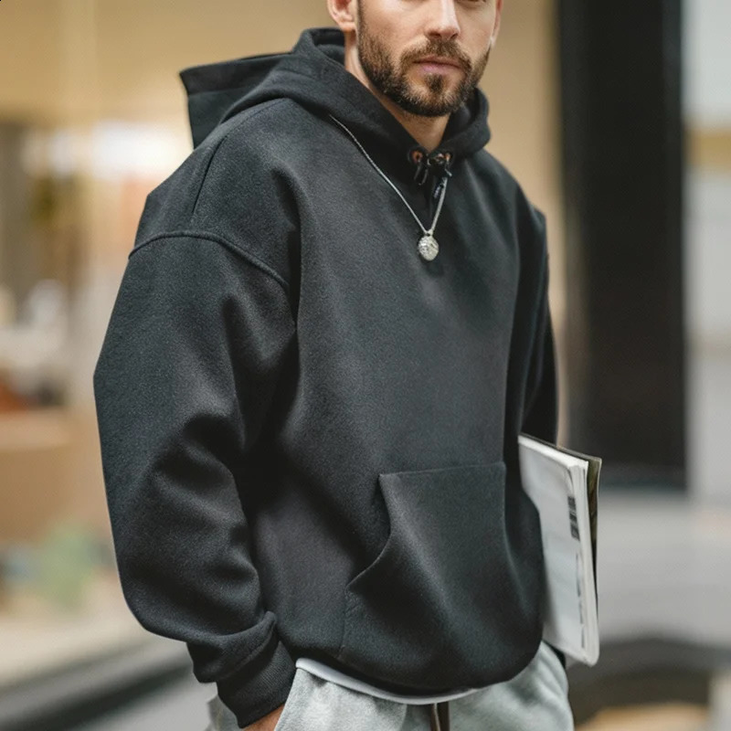 Maden American Casual Heavy Hoodies Sweatshirt Cleanfit Silhouette Loose Pullover Outdoor Oversize Thermal Tops mens autumn 260916