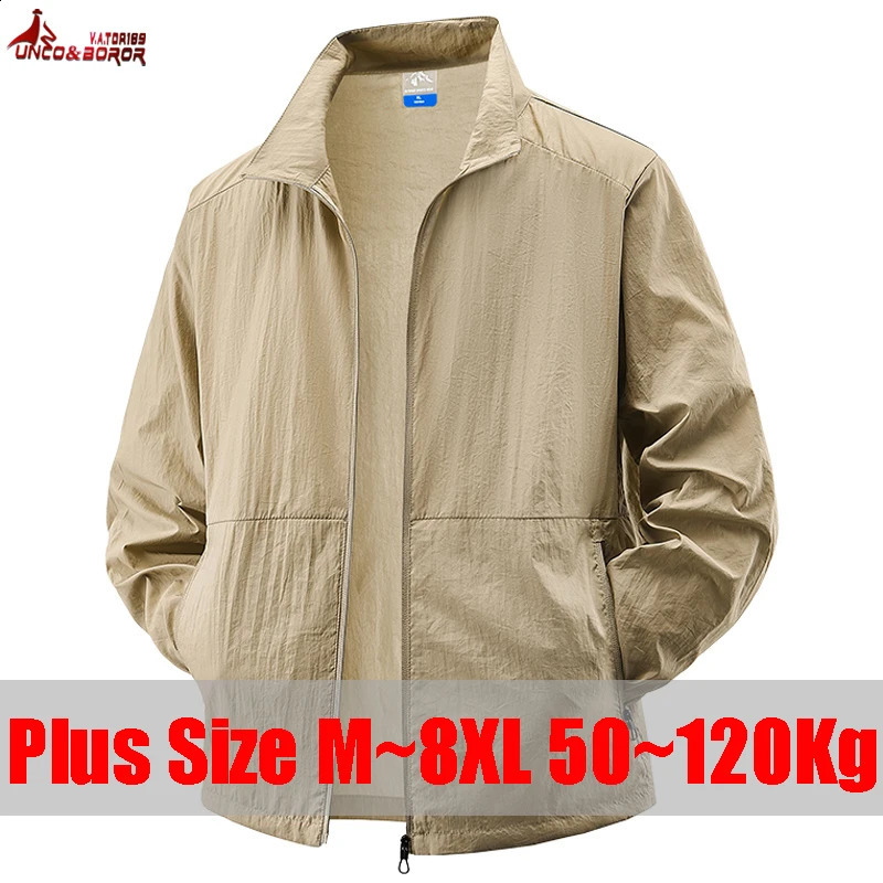 Plus Size 7XL 8XL Summer SunSkin Cycling Jacket Men Outdoor Gym Running Coat Men Sports Sunscreen Hiking Fishing Camping Jacket 260916