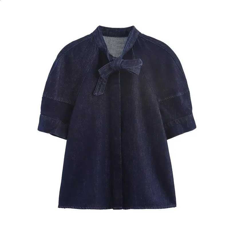 2025 Autumn Women's Denim New irt with Bow Tie Waist Skirt mid Waist f Body Faion Set European Sle KnotW260915