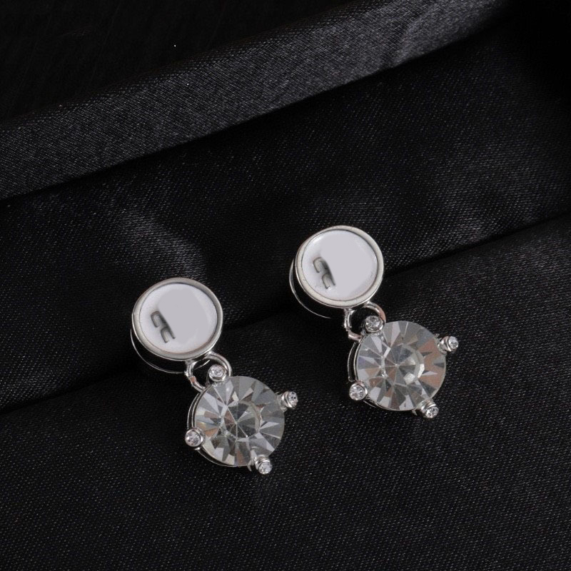 Premium Designer Earring for Daily Outfit Luxury Titanium Steel Hoop Elegant Womens Wide Inlay Crystal Rhinestone Earrings Wedding Jewelry Bridal Gi