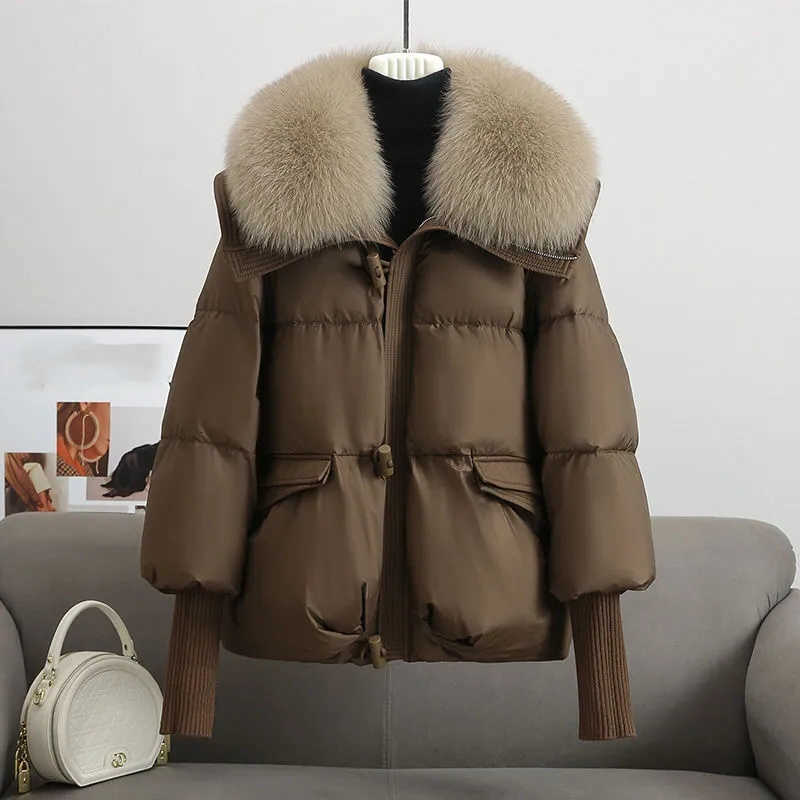 Jacket 2026 Down Winter New Women Parkas Short Cotton Padded Jackets Loose Cotton Coat Female Big Wool Collar Outwear Thick Tops H260917