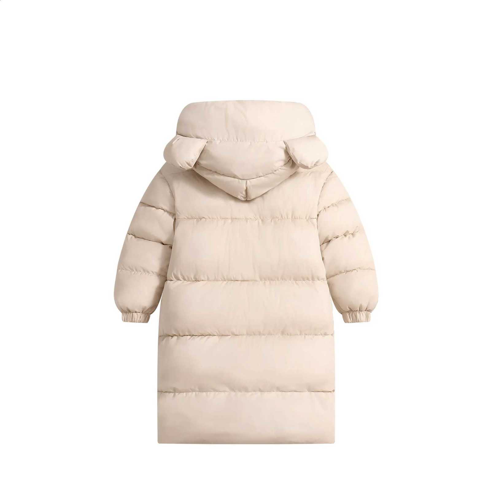 Kid Solid Color Jacket Winter Side Pocket Zipper Button Cat Ear Thickened Cotton Jacket Children's Long Cotton Unisex Outerwear J260917