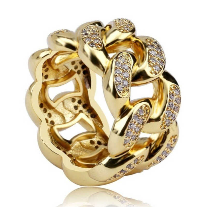 Ring Mens Jewelry Gold Cuban Chain Iced Out Silver Rings S26091690MA