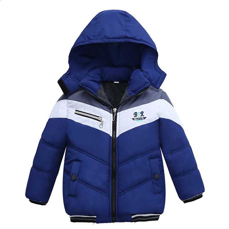 Christmas Patchwork Boys Jacket Outwear Warm Hooded Winter Jackets for Boy Girls Coat Children Parka Clothing Coat WindproofT260916