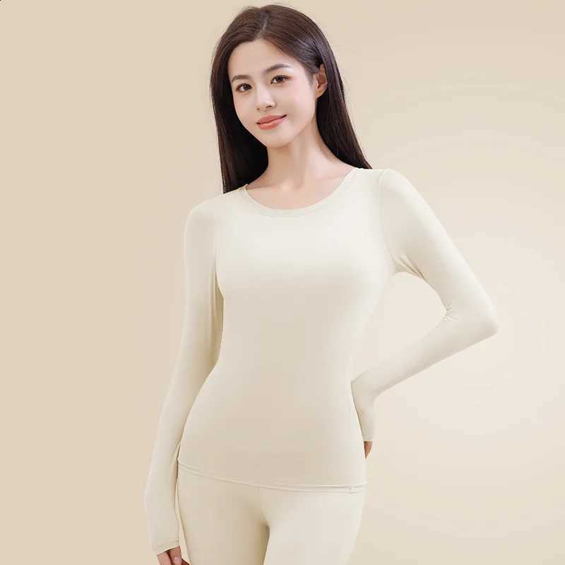 Women's Thermal Underwear Plus Size Round Neck Long Johns Suit Elastic Tights Ultra Thin Tops and Pants Seamless Warm Underwear H260916