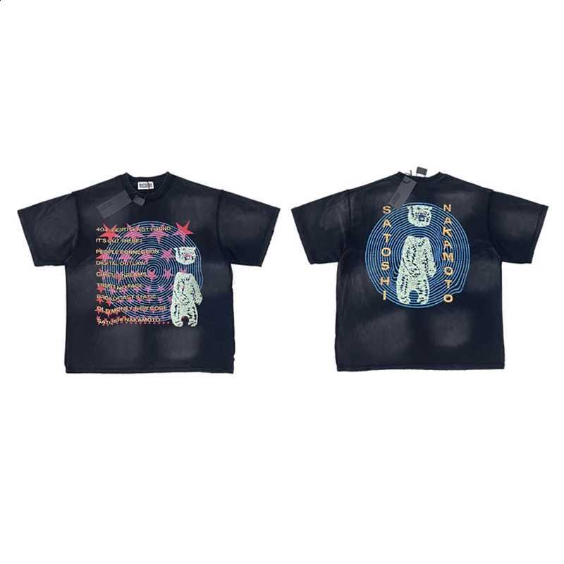 Summer New Style American Fashion Trend Satoshi Nakamoto Short Sleeved Men's Women's Retro Washed T-shirts X260916